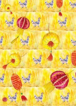 Daphne's Diary Gift-wrapping paper 'Chickens/Lanterns' 10 sheets