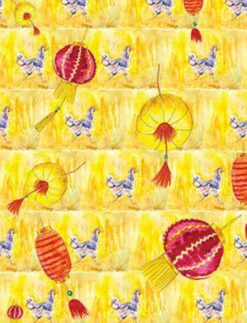 Daphne's Diary Christmas gift-wrapping paper ‘Chickens:Lanterns’ 10 sheets