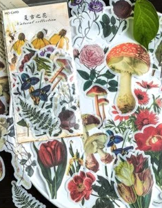 Daphne's Diary Aufkleber ‘Vintage Blumen Pflanzen und Pilze’