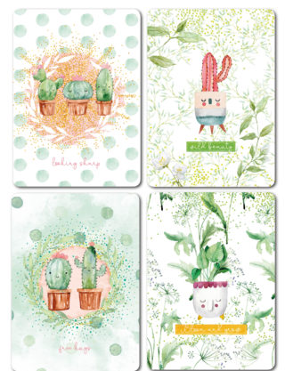 Daphne's Diary Kaarten ‘Botanisch’ set van 2 x 4
