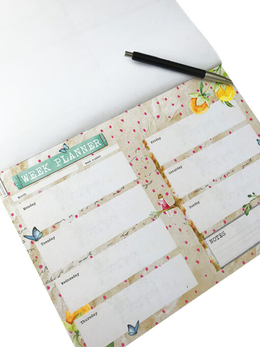 A beautiful weekly planner easy for home usage, consisting of 50 sheets.