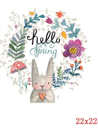 Daphne's Diary Hello Spring wreath patch for clothing (iron on transfer)