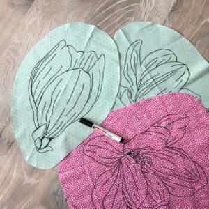 Flowers drawn on fabric with marker