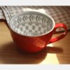 Daphne'sDiary Hand-painted Large ceramic coffee cup ( red with grey pattern )