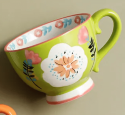 Daphne's Diary Hand-painted ceramic mug Japanese style green