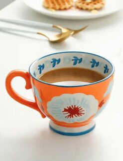 Daphne's Diary Hand-painted ceramic mug Japanese style orange
