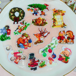 Weihnachtsaufkleber 'Tiere und Kinder'