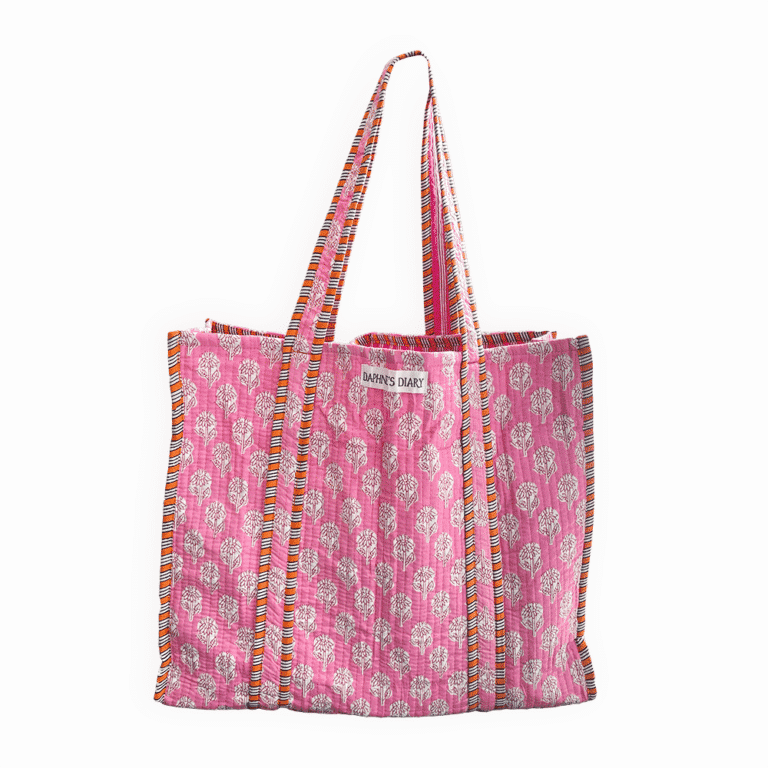 Daphne s Diary Gewatteerde Shopper Roze Oranje Met Bloemen Daphne s daphne-s-diary-gewatteerde-shopper-roze-oranje-met-bloemen-daphne-s