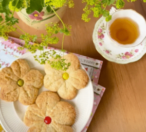 Bloemvormige shortbread koekjes