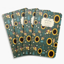 Notizbücher 'Sonnenblumen und Bienen' – 4er-Set