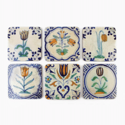 Coaster Set of 6 'Delft Blue Tiles Birds'