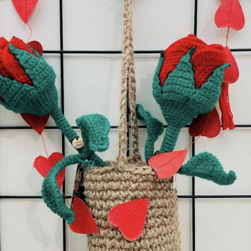 Garland with Small Red Hearts Made from Handmade Eco-Paper - Image 3