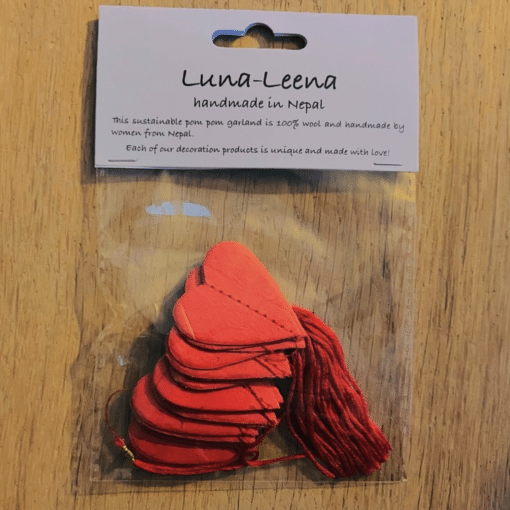 Garland with Small Red Hearts Made from Handmade Eco-Paper - Image 2