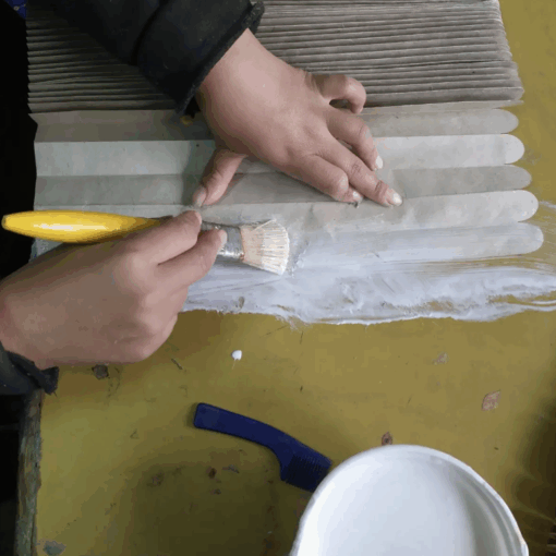 Rozet ecopapier met bloemen Madeliefje - geel - 55ø cm Nepal - Afbeelding 6