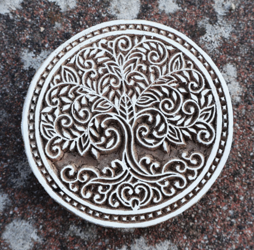 Stamp wood large round 10cm Md03 ornament - Image 2