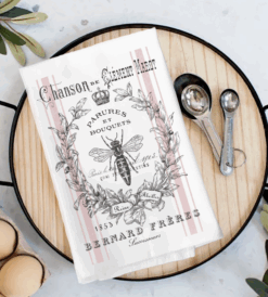 Vintage Shabby Chic French tea towel